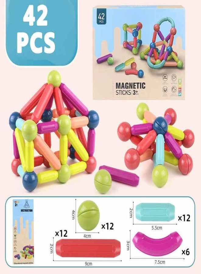 Sky Tech® Magnetic Sticks Building Blocks for Kids Toys for Girls | Magnetic Toys for Boys Age 3+Year 4 5 6 7 8 10 12 14 Old Educational Stem Learning Magnet Stick with Balls Game (42 Pcs) - Image 2